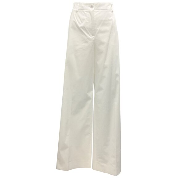 Dolce & Gabbana White Mid-Rise Flared Cotton Pants